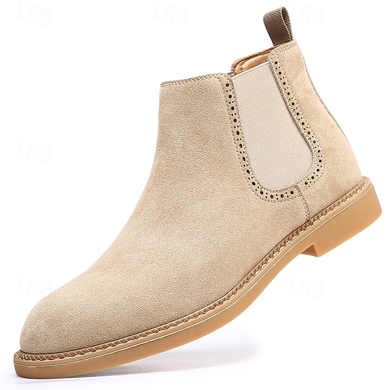 stivaletti chelsea da uomo in pelle scamosciata marrone con pannelli laterali elastici: eleganti stivaletti alla caviglia per abbigliamento casual, smart-casual e da ufficio del 2026 a $59.99 –P4