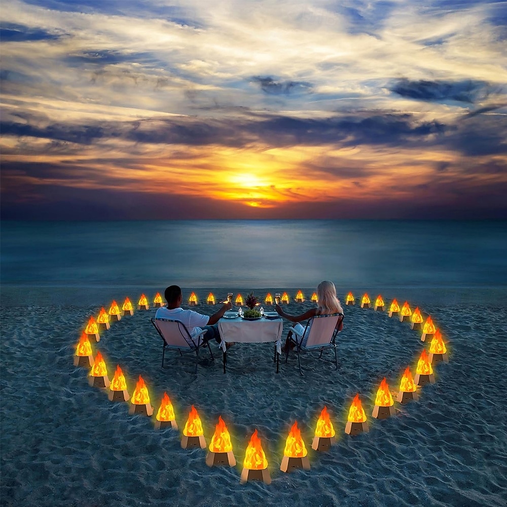 Lámpara de fuego artificial, recargable por USB, velas sin llama con llama parpadeante, luz LED de 3 modos para acampar al aire libre, vacaciones, Halloween, Navidad, Acción de Gracias, decoración de 2025 - $26.99 –P4