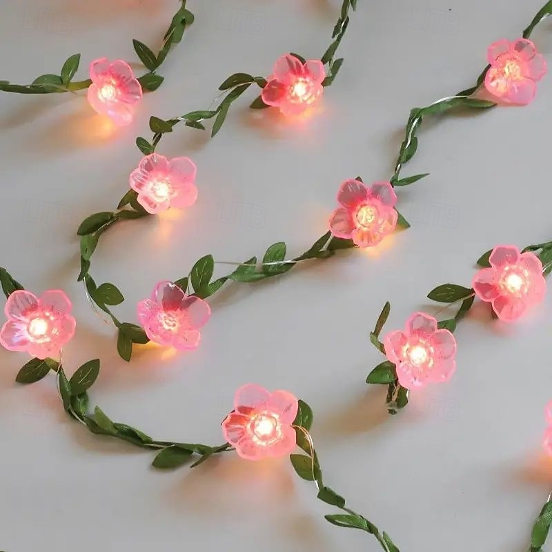 Sakura rotting girland eventyr snorlys 2m 20LEDs batteridrevet bryllup fest innendørs atmosfære hjem romantisk høytidsdekorasjon 2026 - $14.49 –P3