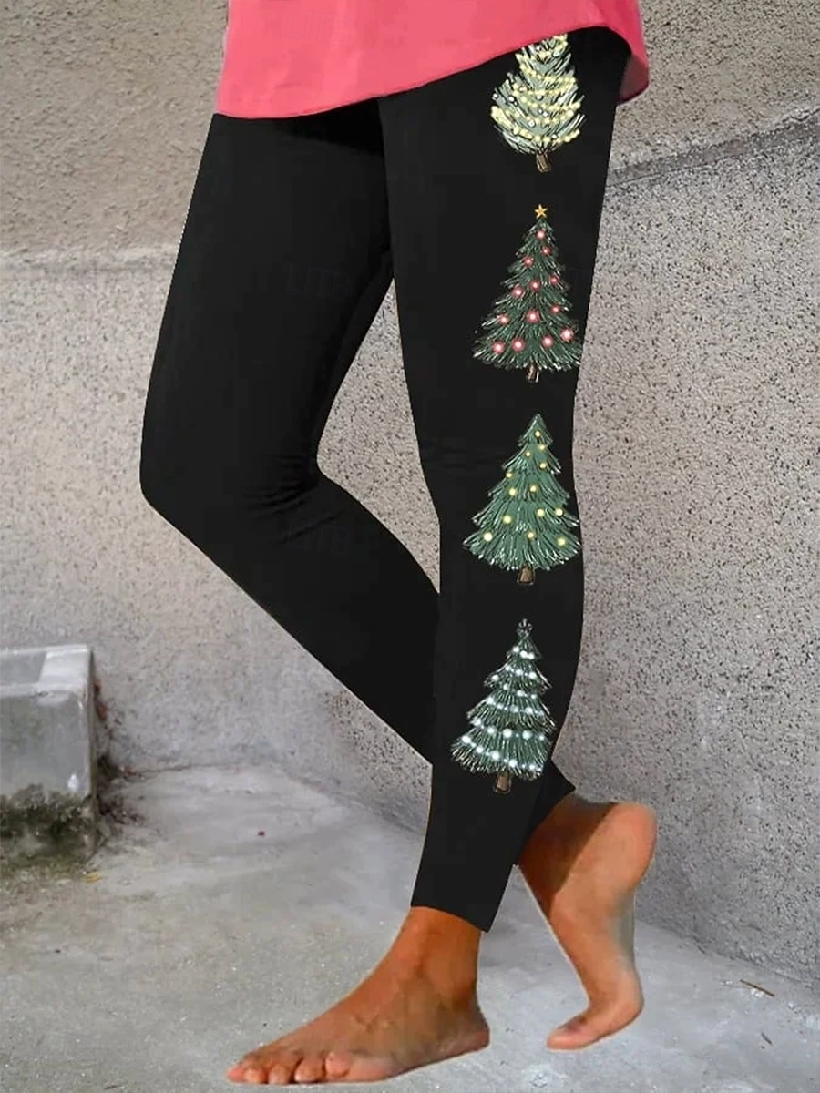 Femmes Leggings Vacances ancien Mode Longueur complète Taille hautePantsNoël Graphique Noël Impression Doux Respirant Haute Élasticité Vacances Rue Décontracté Vert Noir Rosé Blanc + Rose Automne de 2025 ? $26.99 –P1