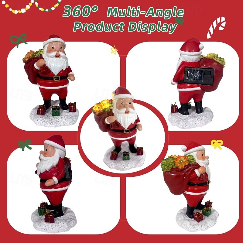 1 Pc 17CM/6.69Inch outdoor solar waterproof Christmas Santa Claus duvet bag LED luminous succulent decorative light holiday party indoor and outdoor desktop decoration light warm light 2025 - CAD $21.99 –P1