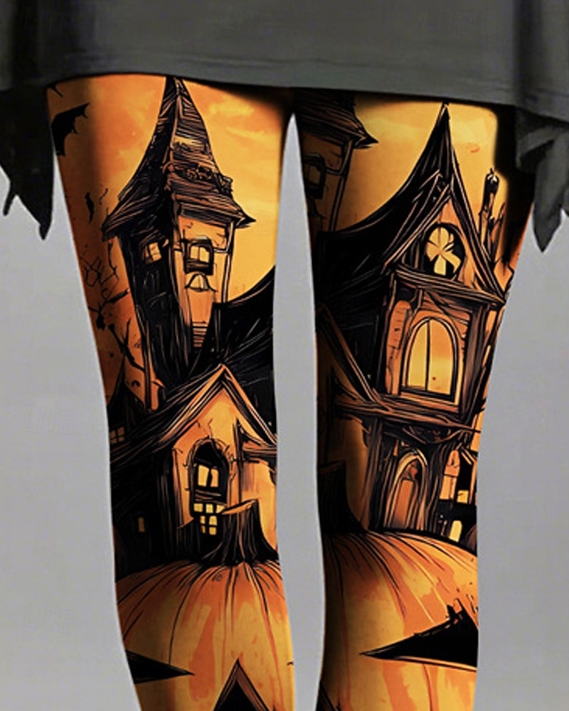 Damen Leggings Gemütliche Leggings Basic Lässig Volle Länge Hohe TaillePantsHalloween Grafik Drucken Thermowarm Bequem Dehnbar Urlaub Lässig Täglich Orange Herbst Winter Schmale Passform 2025 - $21.99 –P2