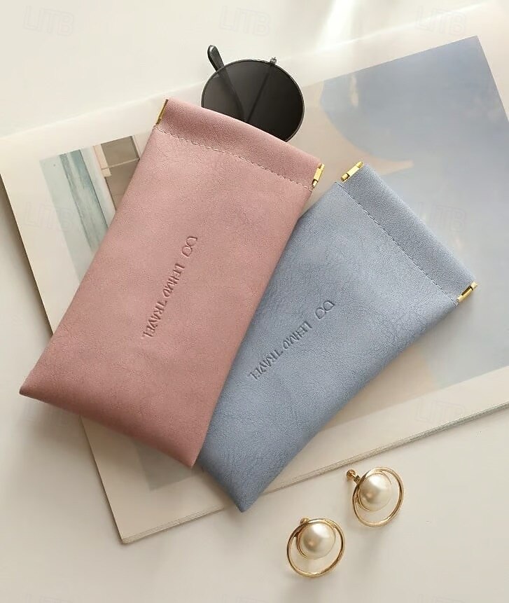 Snap Closure Leather Organizer Pouch Portable Sunglasses Case Simple Solid Color Eyewear Holder Automatic Closing Glasses Bag Unisex Leather Clutch Protective Storage Pouch For Men Women 2026 - $9.99 –P1