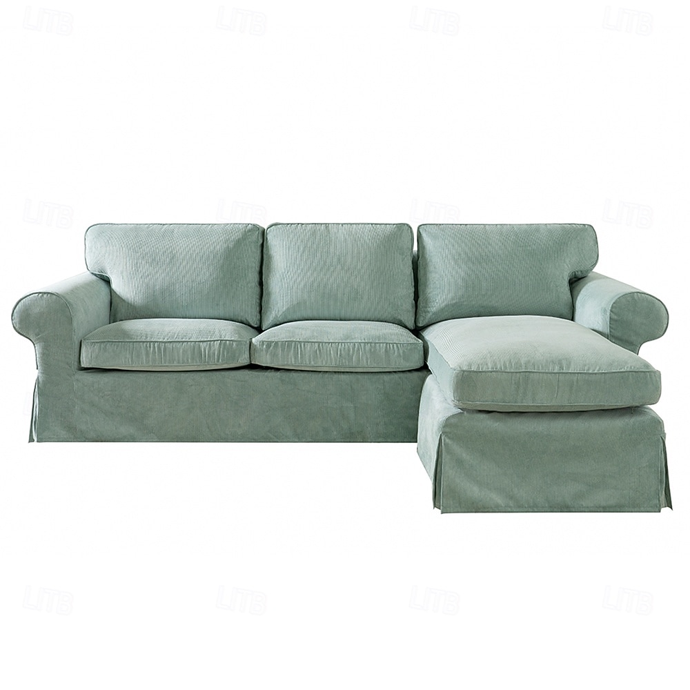 Divano a 3 posti Ektorp con fodera per chaise longue, fodera in velluto a coste trapuntato in tinta unita, resistente protezione antiscivolo per il soggiorno del 2025 a $348.39 –P7