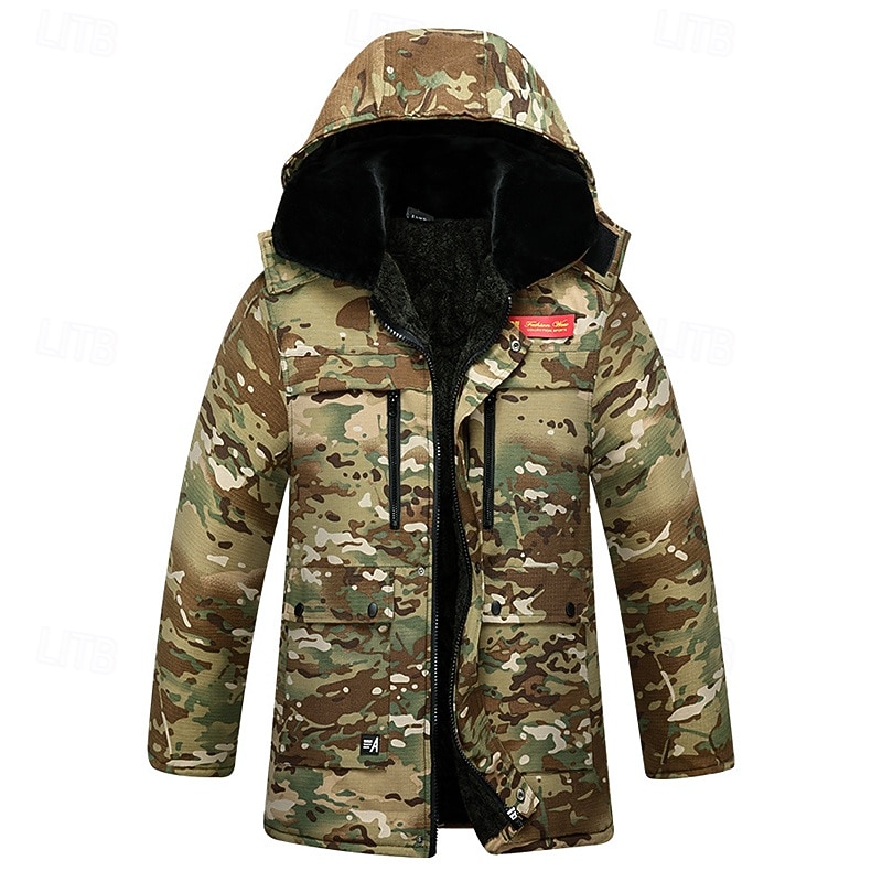 Herren Wanderjacke Fleecejacke Daunenjacke Thermo-Set Winter Draussen Tarnung Thermowarm Oberteil Armeegrün Grün Khaki 2025 - $51.99 –P8