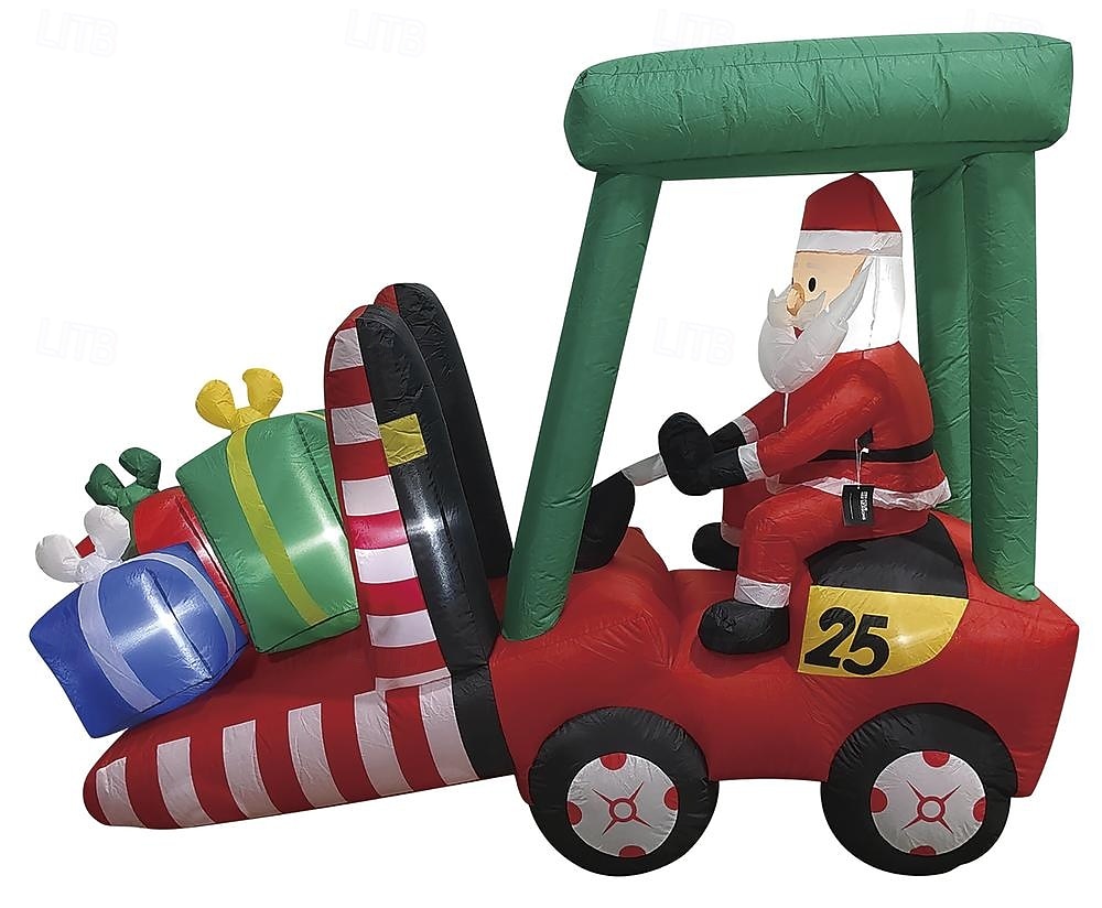 Babbo Natale guida un carrello elevatore con striscia luminosa a LED, modello gonfiabile impermeabile, festa in giardino al chiuso e all'aperto, decorazioni luminose per l'atmosfera festiva, spina del 2025 a $85.99 –P8