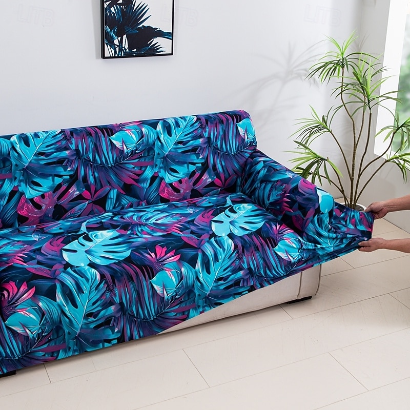 Capa elástica para sofá de 1 peça com estampa de plantas, capa horizontal para todas as estações para sofá de sala de estar de 1/2/3/4 lugares, capa protetora macia para sofá de 2026 por $32.99 –P15