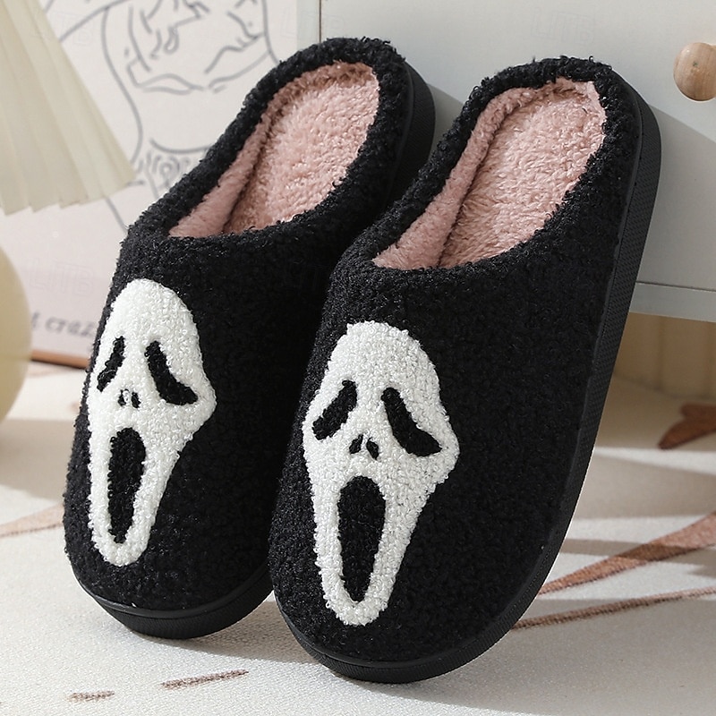 útulné podzimní halloweenské pantofle, roztomilé kreslené dýňové plyšové domácí boty, vtipné chlupaté domácí pantofle, teplé zimní domácí pantofle pro ženy a muže 2025 - $13.99 –P4