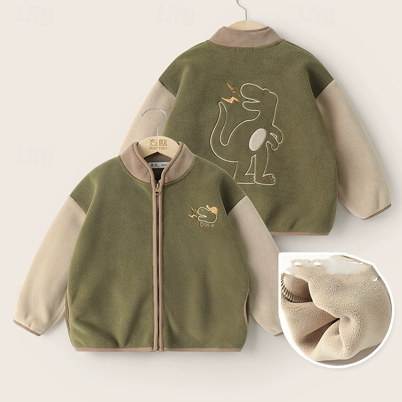 Barn Unisex Fleece-jacka Baseballjackor Ytterkläder Färgblock Långärmad Komfort Knappar Håller värmen Mjukt Fleece Täcka Utomhus Mode Dagligen Blå Grön Grå Vår Höst 4 år + 2025 - $36.99 –P5