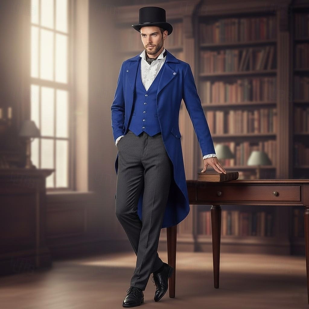 Mittelalter Renaissance Steampunk Mantel Smoking Frack Vampir Adliger Kostüm Männer Ebenezer Scrooge Elf Halloween Karneval Aufführung LARP Ren Faire Erwachsene Mantel Weihnachten 2026 - $72.99 –P3