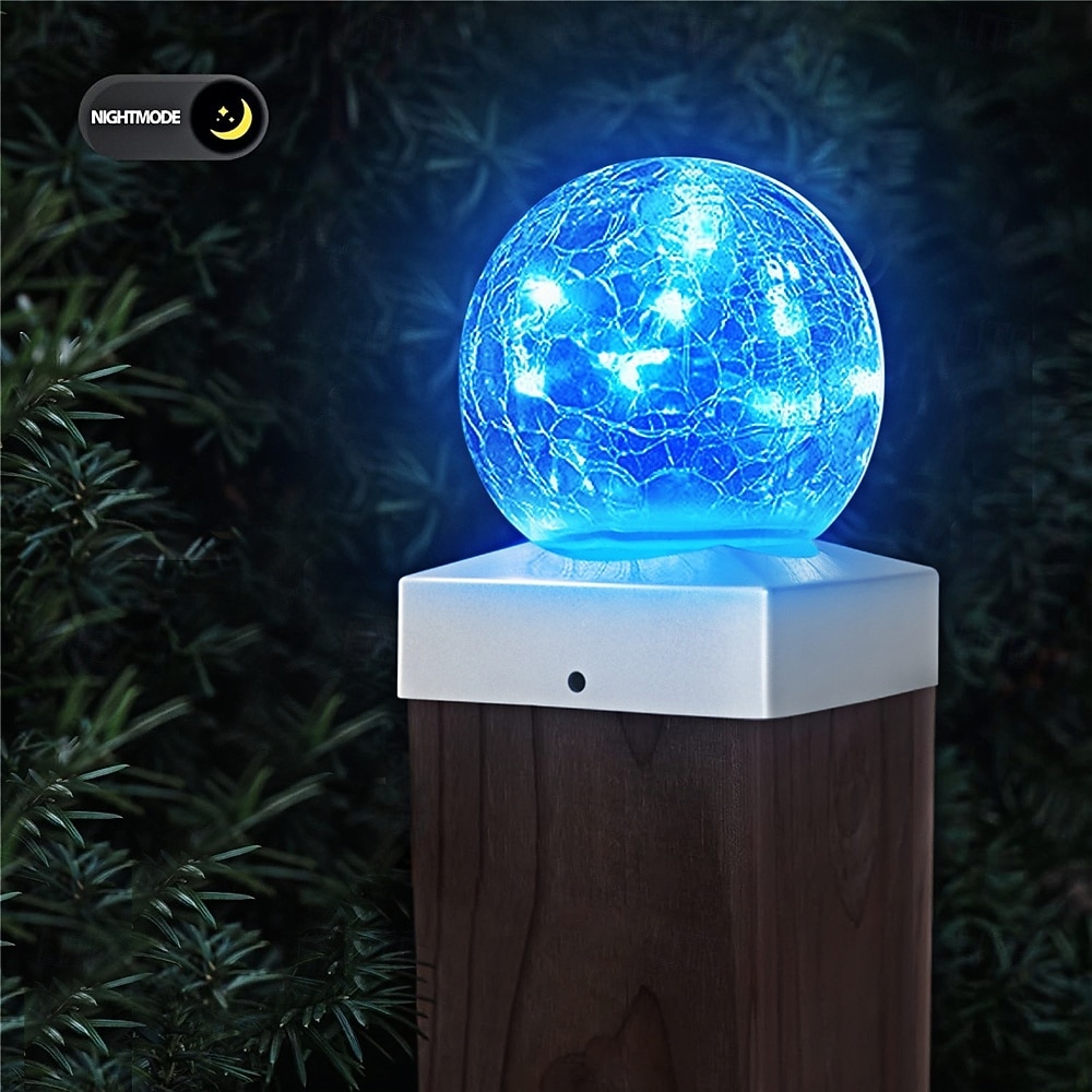 1 lámpara LED solar para jardín exterior, decorativa, de ambiente, para paisaje, faro delantero, bola de cristal agrietada, luz LED 2026 - $23.99 –P8