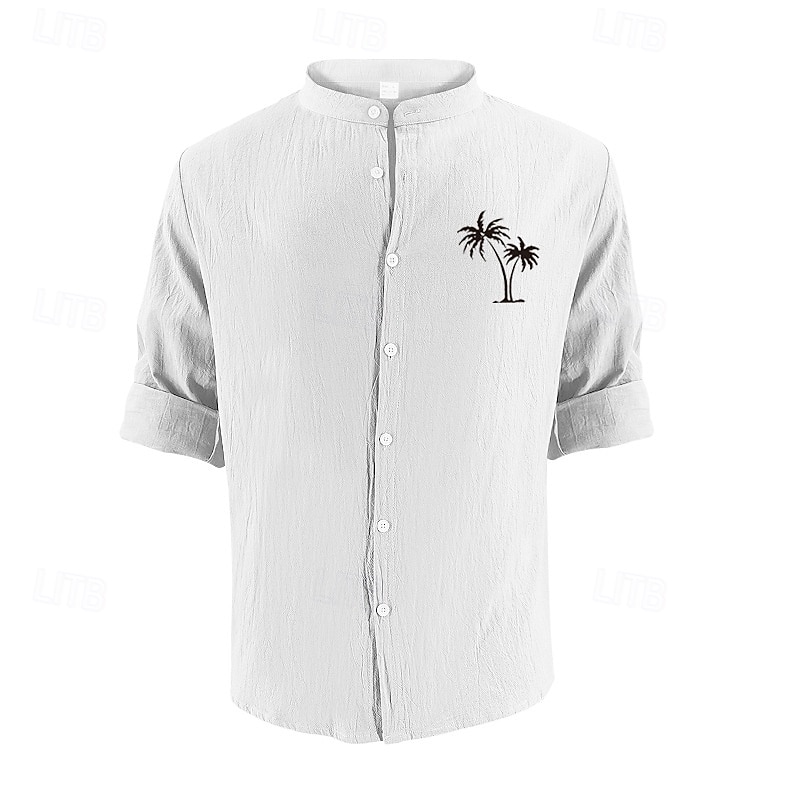 Miesten Paita Pellava paita Rento paita Button Up paita Puuvillainen paita Palmu Loma Havaijilainen Musta Valkoinen Khaki Harmaa Pitkähihainen Nauhakaulus Kevät Syksy Vaatetus Painettu 2025 - $25.99 –P4