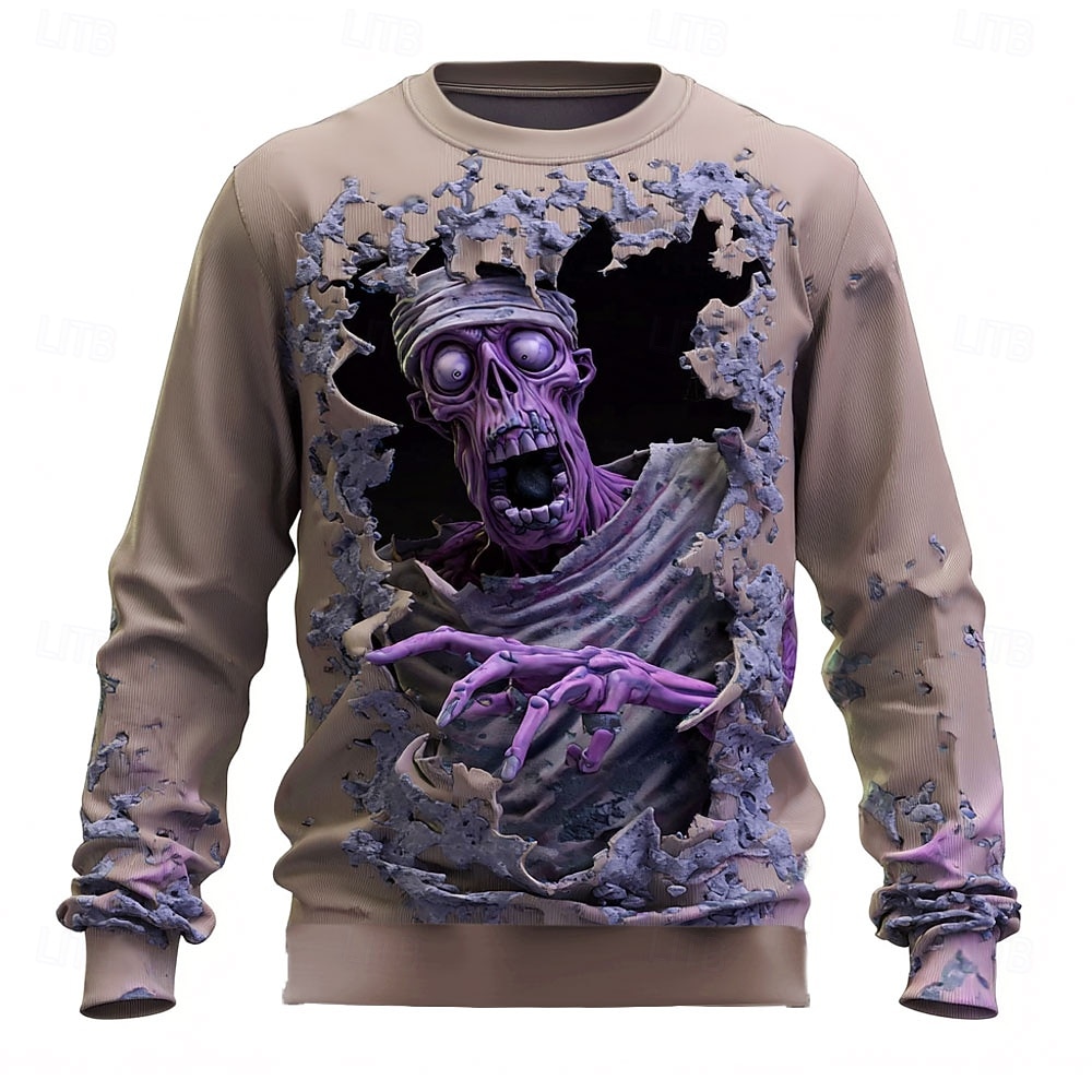 Halloween Ανδρικά Ζόμπι 3D Πουλόβερ Πανκ Πάρτι Στρογγυλή Ψηλή Λαιμόκοψη Διακοπές Θαλασσί Βυσσινί Λαιμόκοψη 3D Όλες οι εποχές Σχεδιαστής 2025 - $29.99 –P3