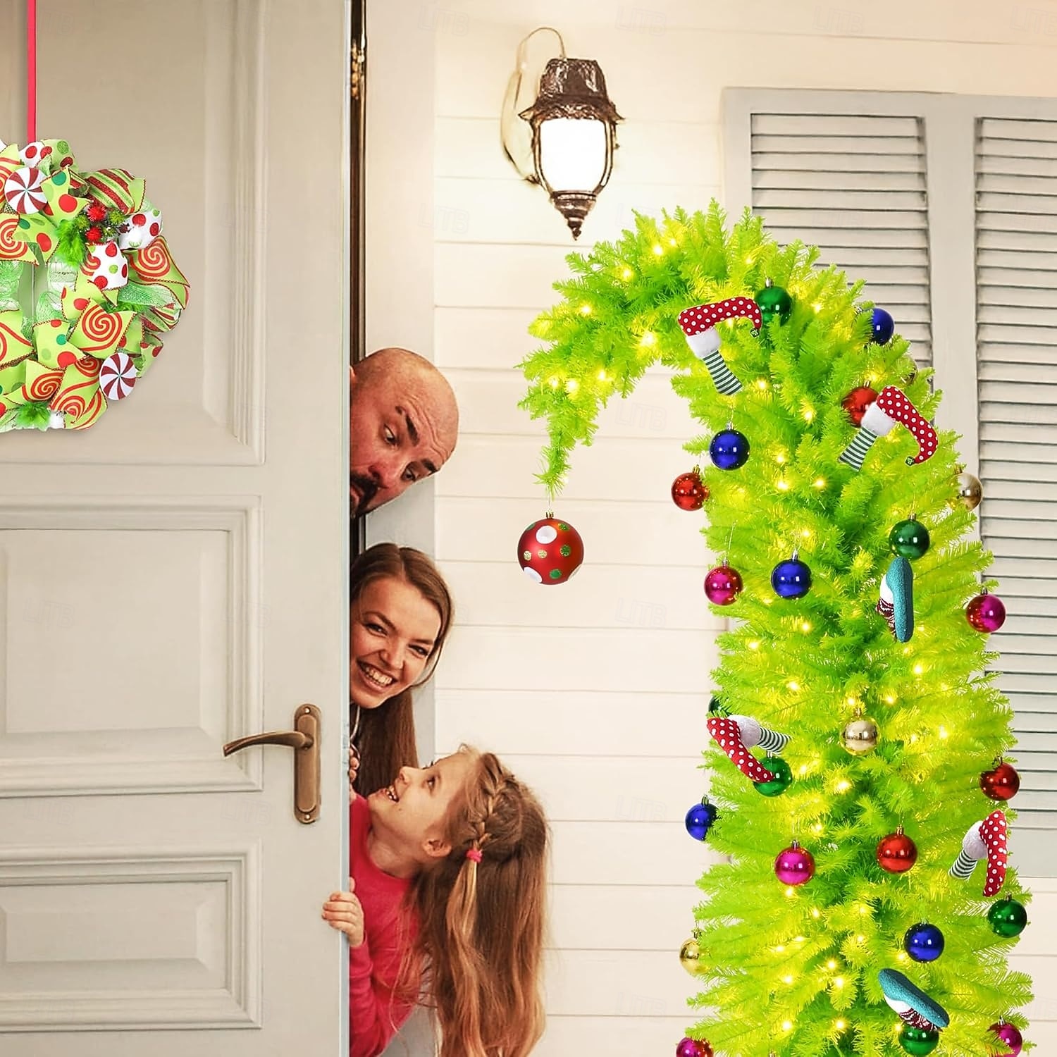 Whimsical Christmas Tree - 90/150cm Artificial Grinchs Christmas Tree with Lights - LED Lights/Stand - Perfect for Christmas Decorations Indoor/Party Decoration 2025 - $40.99 –P6