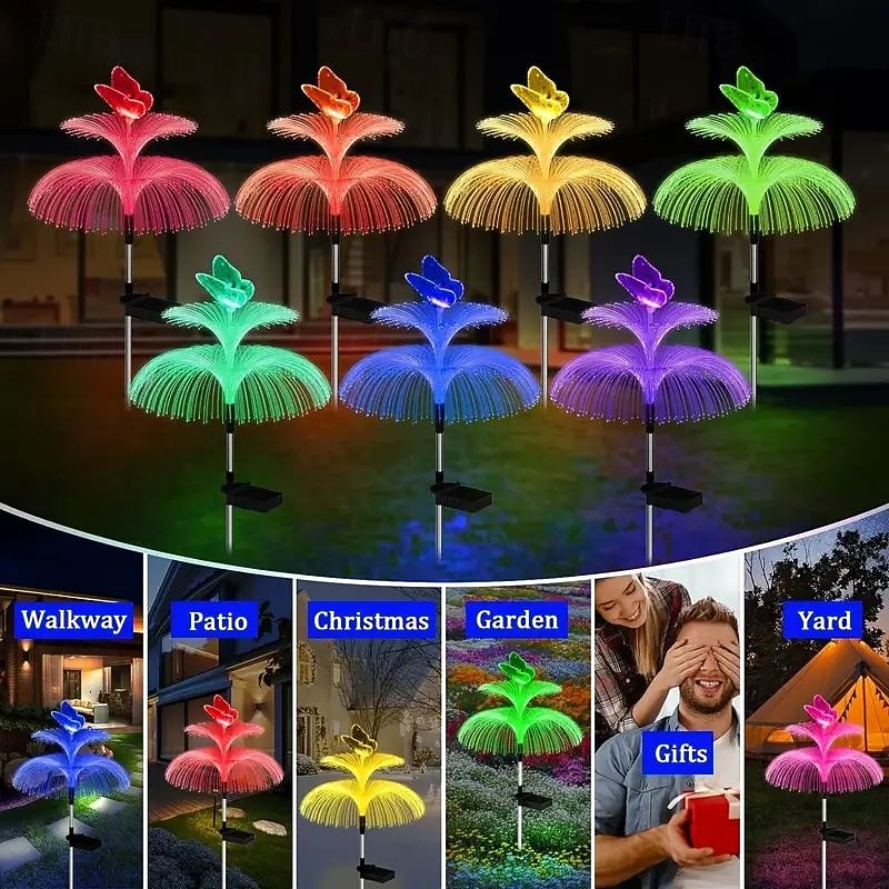 4PCS Solar LED Jellyfish Butterfly Lawn Light Outdoor  Tree Star Garden Light RGB Changing  Party Yard Lawn Garage Walkway Decoration Solar Landscape Light 2026 - $53.99 –P7