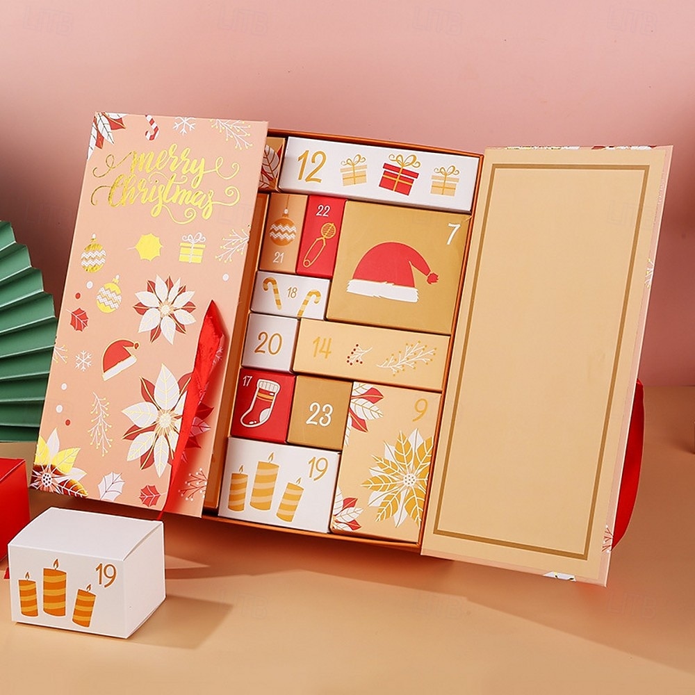 24 Grids Empty Christmas Advent Calendar Boxes DIY Refillable Christmas Blind Box 24 Days Advent Countdown Gifts Boxes Kraft Paper Candy Box New Year Decorations 2025 - $36.99 –P18