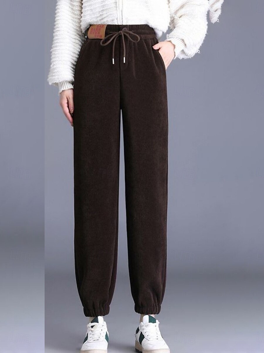 Per donna Pantaloni in Pile Chinos Moda Streetwear Essenziale Lunghezza intera Vita Alta Semplice Tasca Fascia Elastica Comodo Morbido Confortevole Alta elasticità All'aperto Streetwear Grigio scuro del 2025 a $17.99 –P1