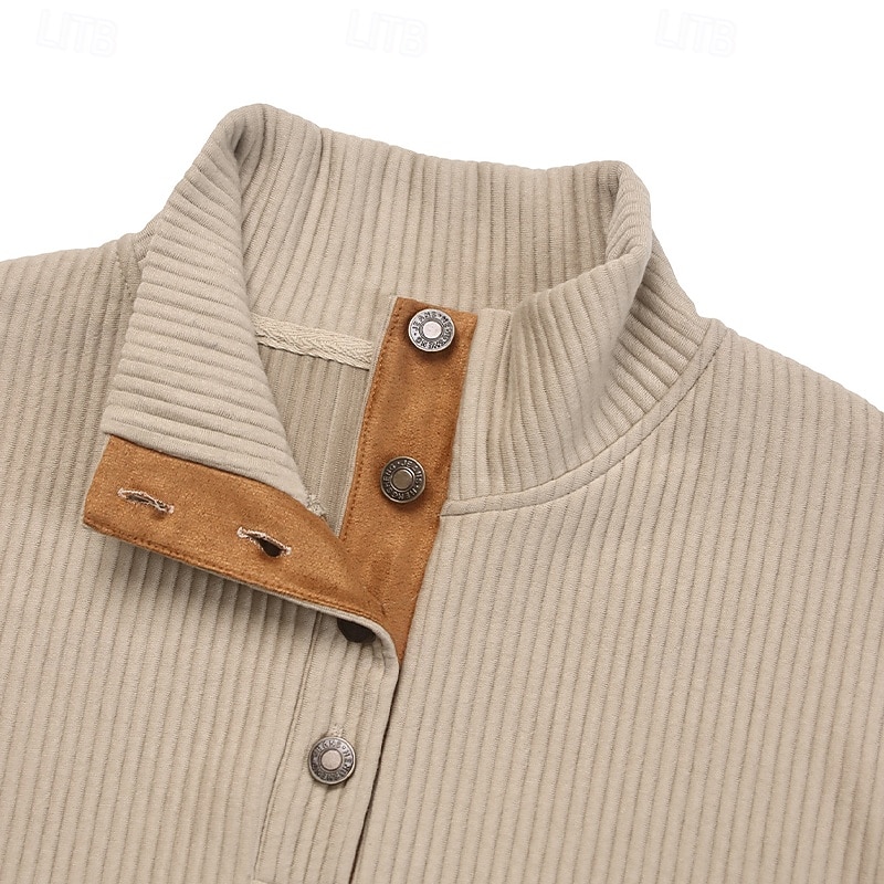 Муж. Толстовка Корд Толстовка с капюшоном и пуловером Натяни Толстовка на пуговицах Черный Белый Военно-зеленный Хаки Серый Воротник-стойка Полотняное плетение Пэчворк Цветовые блоки 2025 - $23.99 –P8