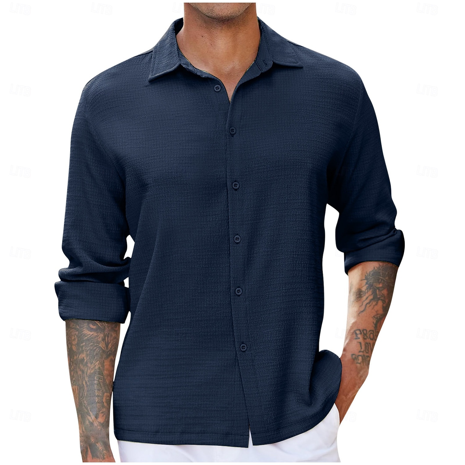 Bărbați Cămașă Cămașă casual Camașă cu nasturi Negru Roșu-aprins Bleumarin Albastru regal Trifoi Manșon Lung Simplu Rever Casual Zilnic Îmbrăcăminte Elegant Modă 2025 - $21.99 –P4
