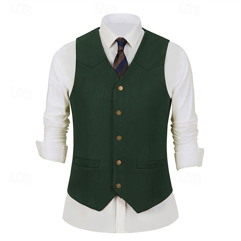 Herren Weste aus Wildlederimitat Weste Gilet Urlaub Party Geschäft Mode Lässig Frühling Herbst Tasche Knöpfe Polyester Bequem Einfach Einreihig Ein-Knopf V Ausschnitt Normale Passform Schwarz 2025 - $32.99 –P8