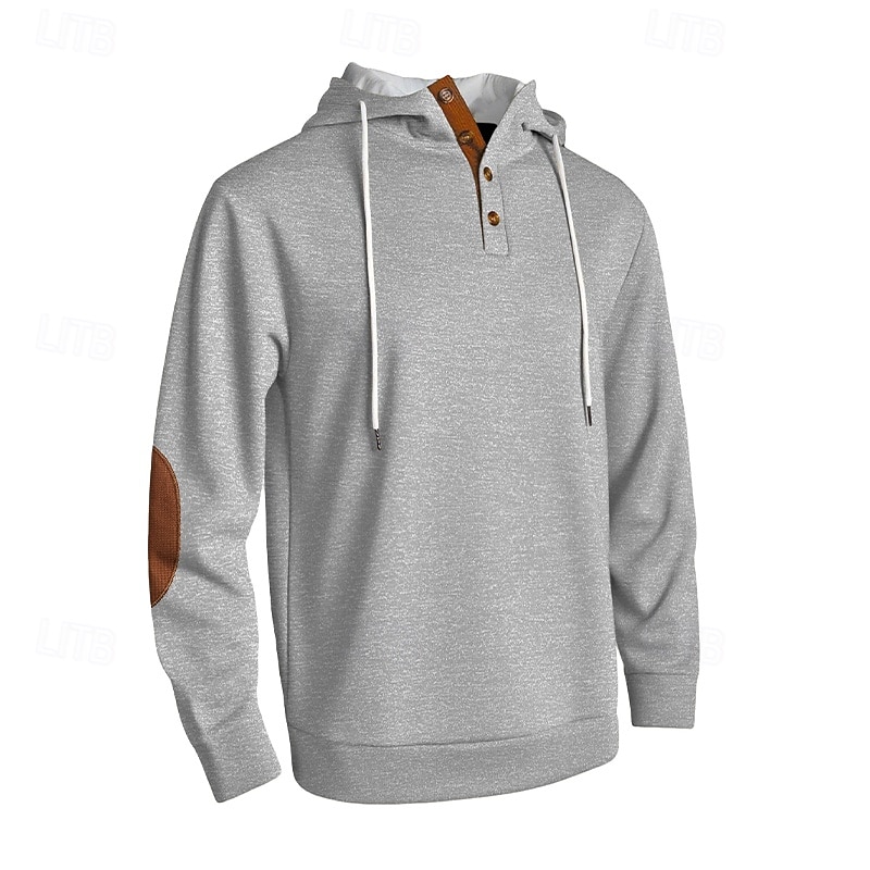 Men's Hoodie Pullover Hoodie Sweatshirt Button Up Hoodie Black Navy Blue Royal Blue Khaki Light Grey Hooded Plain Patchwork Color Block Sports & Outdoor Casual Daily Streetwear Cool Sportswear Spring 2026 - $28.99 –P6