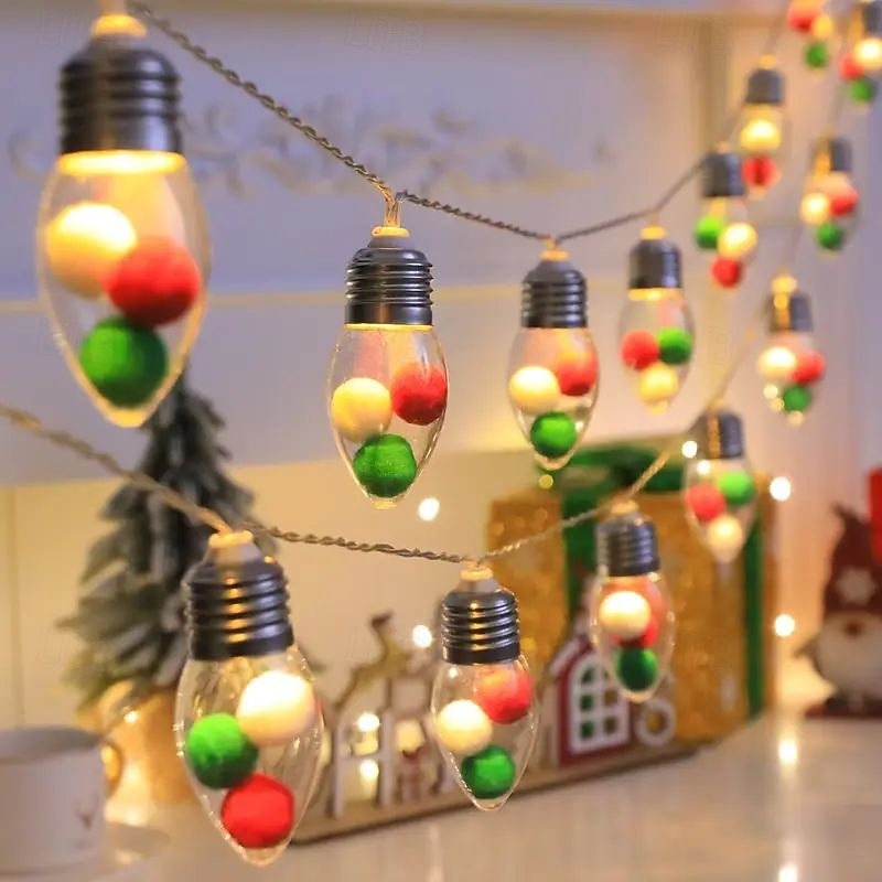 Guirlande lumineuse de Noël à ampoules, flocon de neige, sapin de Noël, 1,5 m, 10 LED, alimentée par piles, pour fête de Noël, fenêtre, balcon, porche de 2025 ? $15.99 –P10