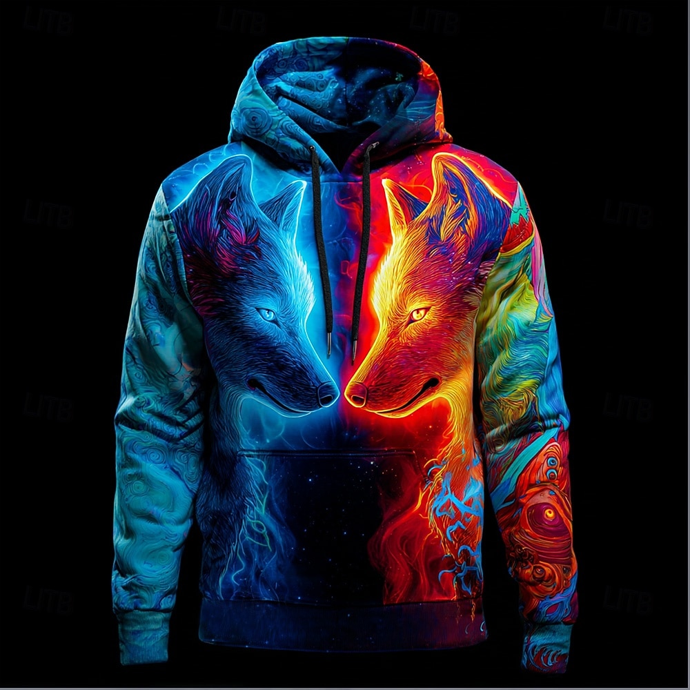 Homens Lobo Impressão 3D Moletom Legal Festa Fantasia. Manga Longa Gola Redonda Streetwear Bandagem Azul Azul Escuro Com Cordão Outono Inverno Designer S M L XL XXL XXXL de 2026 por $28.99 –P1