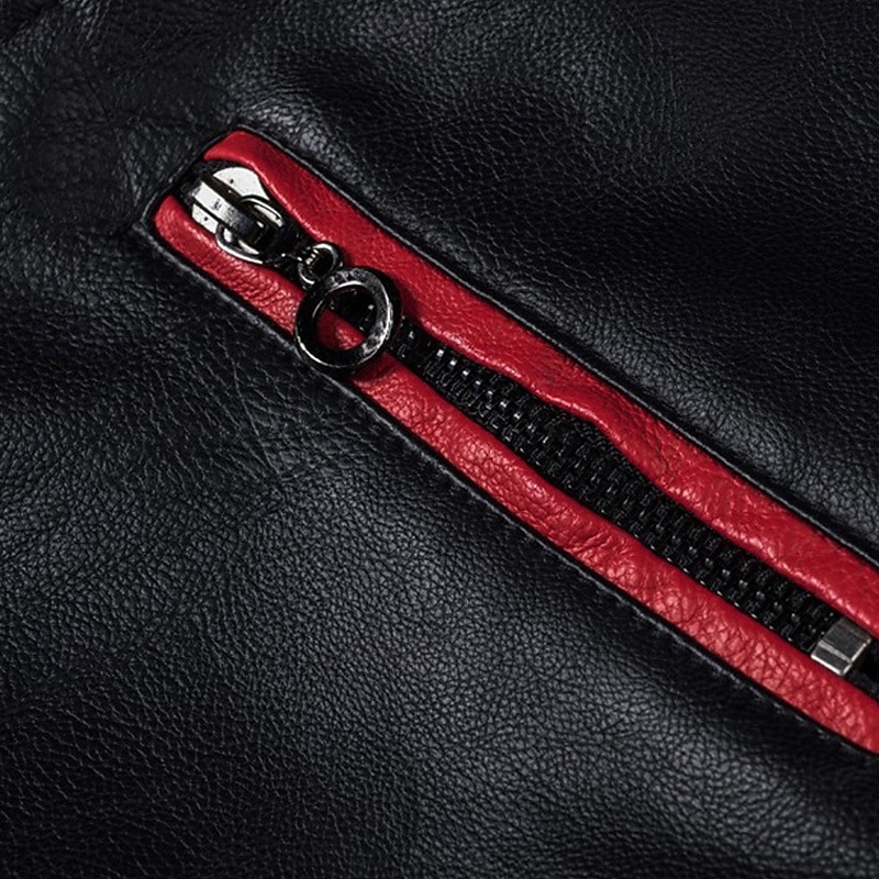 Per uomo Giacca in Ecopelle Giacca da Biker Giacca da Moto Vacanza Quotidiano Antivento Patchwork Tasca Primavera Autunno Semplice Moda Classico Collo alla coreana Regolare Nero Bianco Rosso Marrone del 2026 a $46.99 –P9