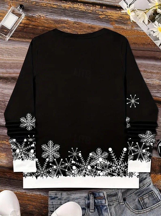 Noël Femmes T-shirt Graphique Bonhomme de neige ancien Élégant Classique manche longue Col en V Hauts Réguliers Quotidien Imprimé Gris / Rouge Noir + blanc + rouge Noir Vin Rouge Printemps Automne de 2025 ? $26.99 –P3
