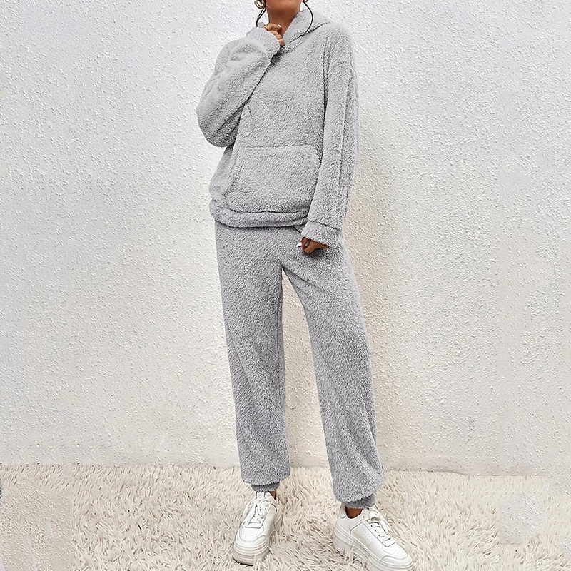 نسائي بدلة رياضية من قطعتين هودي صالة مجموعات بدلات رياضية لون سادة أطقم ملابس رياضية خريف & شتاء أسود أبيض الصالة الرياضية الخارج ركض كم طويل رياضة ألبسة رياضية مرن نسبياً عادي 2026 - $42.99 –P10