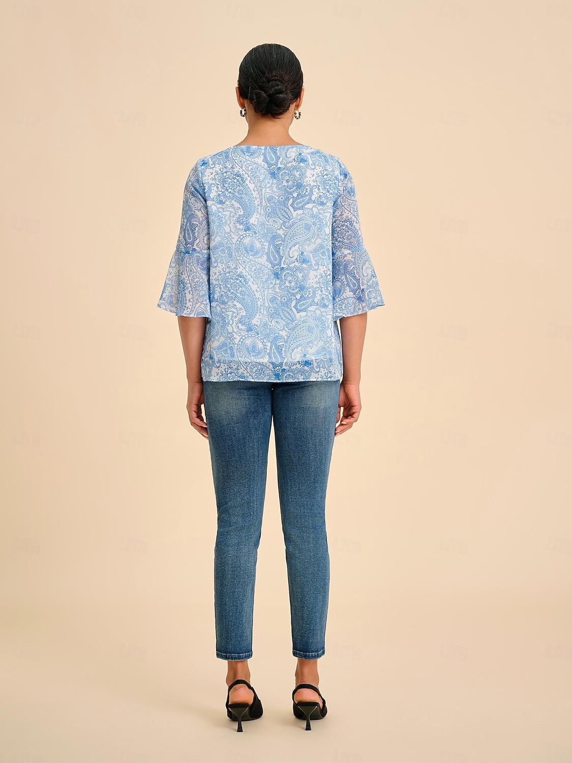 Femmes Féminin Paisley Occasionnel Bleu Ciel Manche 3/4 Élégant Décontracté Quotidien Col ras du cou Été Printemps Automne de 2025 ? $61.99 –P6