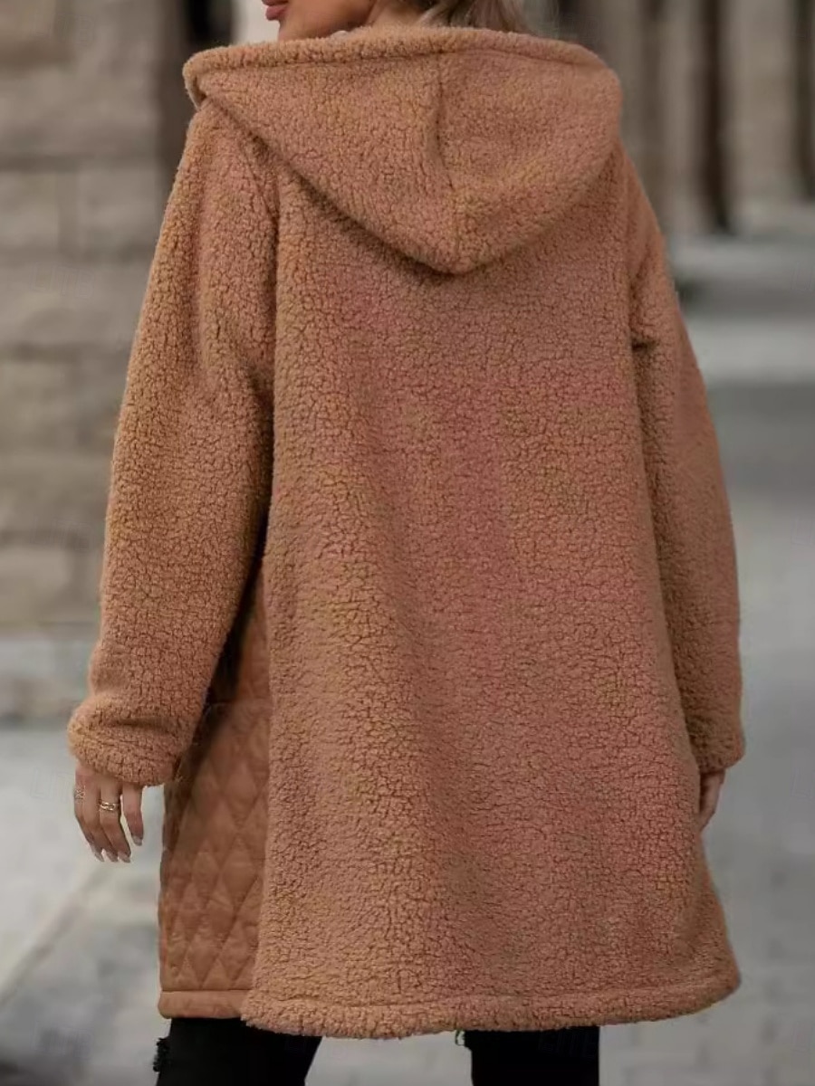 Mulheres Casaco de inverno Casaco com capuz Confortável Respirável Zíper Bolsos Casual Tecido Férias Rua Casual Roupa Diária Zíper Longo Com Capuz Normal Manga Longa agasalhos Preto Camelo Verde Tropa de 2025 por $41.99 –P4