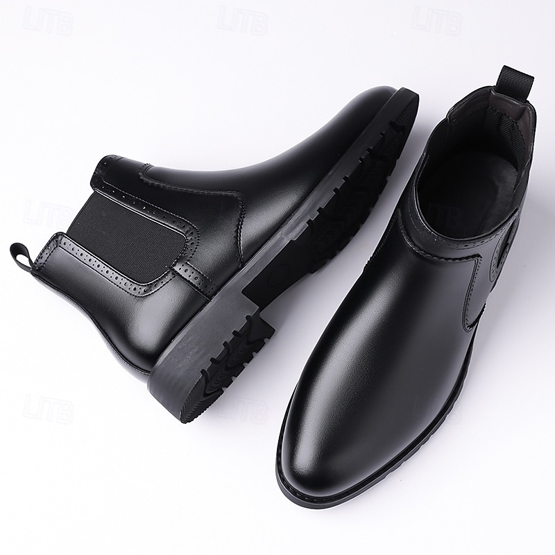 Homme Bottes Rétro Marche ancien Quotidien Cuir PU Confortable Bottes Mi-Mollet Mocassin Brun foncé Noir Printemps Automne de 2025 ? $54.99 –P15