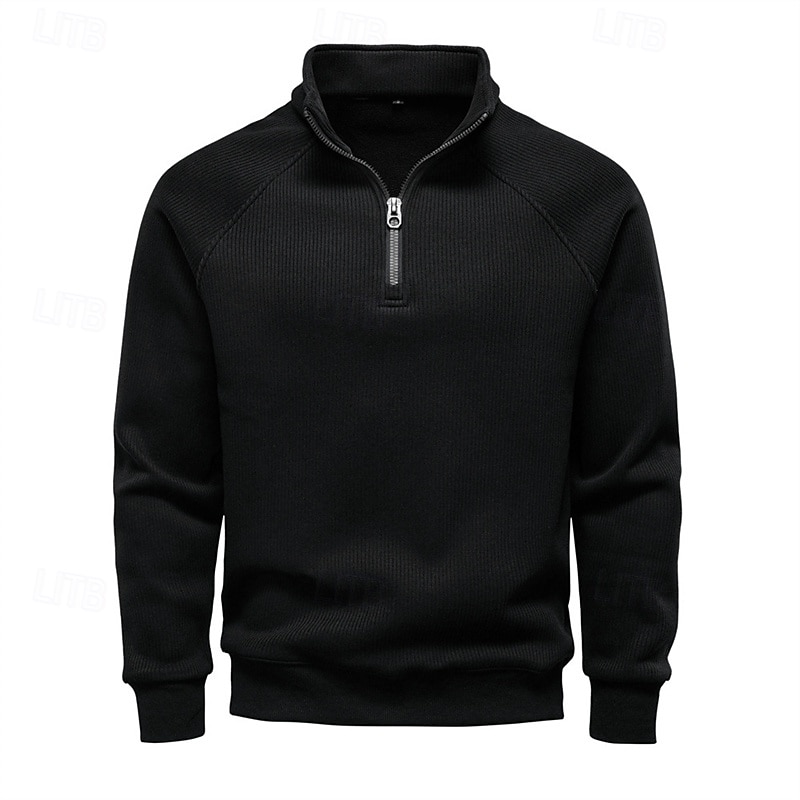 Homens Moletom Moletom de lã Moletom com zíper Adamascado Preto Verde Tropa Azul Marinha Cinza Claro Meio Zíper Tecido Zíper Desportos e Ar livre Diário Feriado Roupa de rua Básico Casual Outono de 2025 por $36.99 –P3