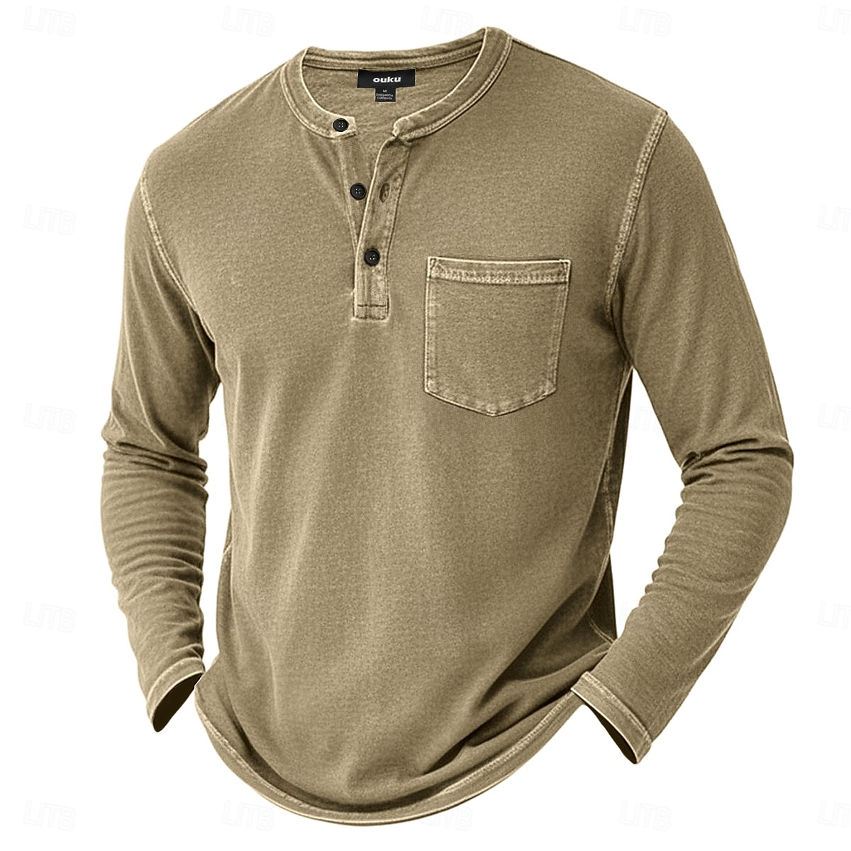 Voor heren Henley-shirt T-shirts T-shirt Shirt met lange mouwen Lange mouw Retro Effen kleur Modieus Ontwerper Casual Mode Wijnoogst Puur Henley Vakantie Straat Casual Herfst Winter donkerbruin Zwart 2025 - $32.99 –P6