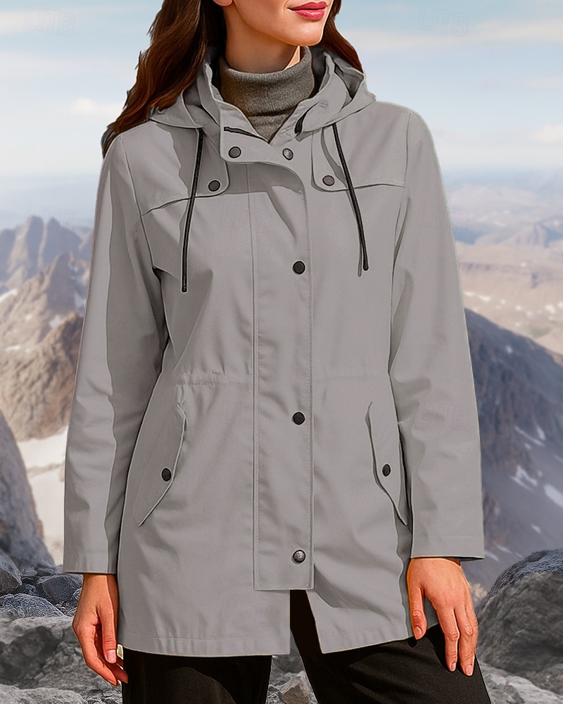 Damen Outdoorjacke Wanderjacke Regenmantel Außen Wasserdicht Winddicht Leicht Wanderoutfits Wanderbekleidung Frühling Herbst Jacke Jagd Klettern Camping / Wandern / Höhlenforschung Einfarbig Schwarz 2026 - $52.99 –P6