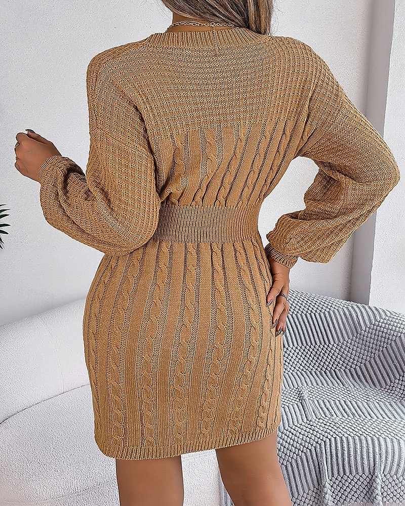Damen Minikleid Pulloverkleid Bodycon Etui-Kleid Mode Modern Laternenärmel Täglich Ferien Wochenende Normale Passform Einfach Langarm Rundhalsausschnitt Wein Khaki Grau Frühling Herbst 2025 - $33.99 –P3