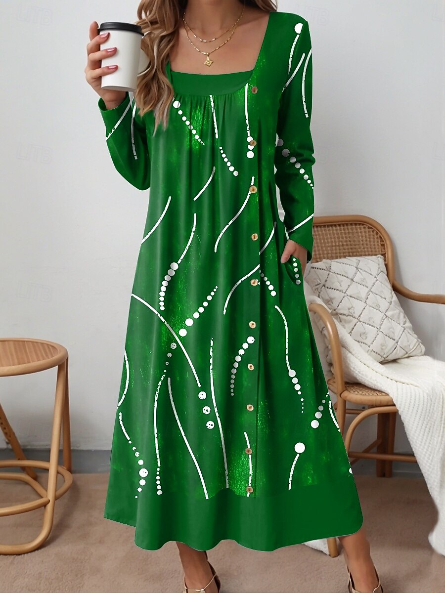 Pentru femei Rochii Midi Rochie de schimb Casual Zilnic Potrivire Largă Grafic Abstract Manșon Lung Pătrat Roșu-aprins Albastru piscină Mov Trifoi Primăvară Toamnă Iarnă 2025 - $36.99 –P4
