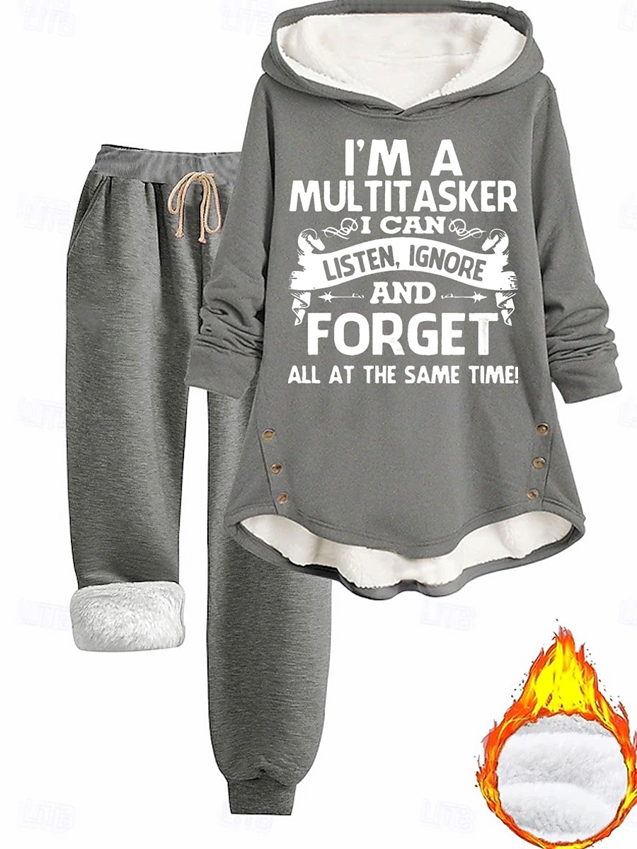 2025年 女性用 日常 パーカー 長袖 フード付き グラフィック レタード ドローストリング プリント カジュアル 日常 ダスティローズ ブルー グレー 秋 ルーズフィット  コレクション – $47.99 –P2