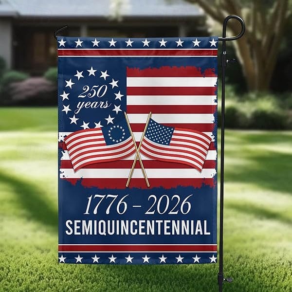 1776–2026 Gartenflagge zum 250. Jahrestag der USA, patriotisches amerikanisches Geburtstagsbanner für den Außenbereich für Hof, Rasen, Veranda oder als Dekoration zum Unabhängigkeitstag 2026 - $11.99 –P1
