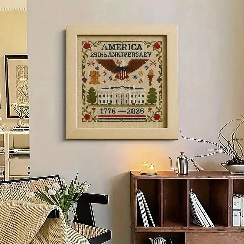US 250th Anniversary Cross Stitch Kit Personalized Patriotic Cross Stitch Kits Commemorative Embroidery for Beginners Stamped and Counted Style Gifts for Veterans Military Fans 2025 - $10.99 –P6