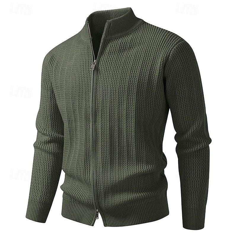 Herren Strickjacke Kurzer Pullover Reißverschluss-Pullover Strickpullover Gerippt Stricken Normale Oberteile Reißverschluss Einfach Stehkragen Mode Klassisch Urlaub Alltagskleidung Bekleidung Herbst 2025 - $40.99 –P6