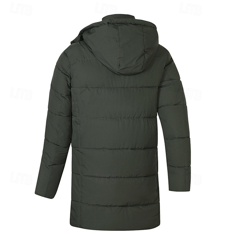 Men's Winter Coat Puffer Jacket Fleece Jacket Padded Jacket Pocket Polyster Vacation Daily Wear Date Long Fashion Casual Comfortable Thermal Warm Fall Winter Solid / Plain Color Black Blue Army Green 2026 - $59.99 –P4