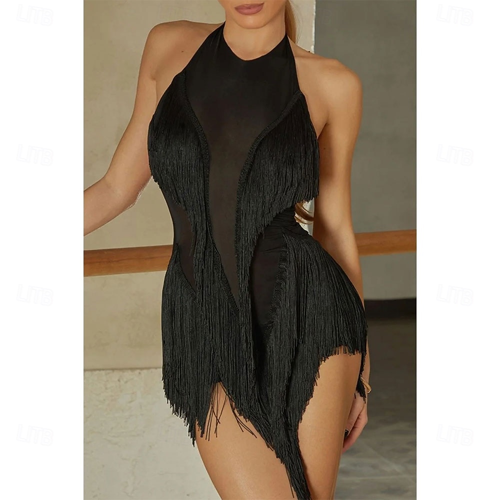 Latijnse dans Kleding Kwastje Pure Kleur Gesplitst Dames Prestatie Opleiding Mouwloos Hoog Spandex 2026 - $125.99 –P1