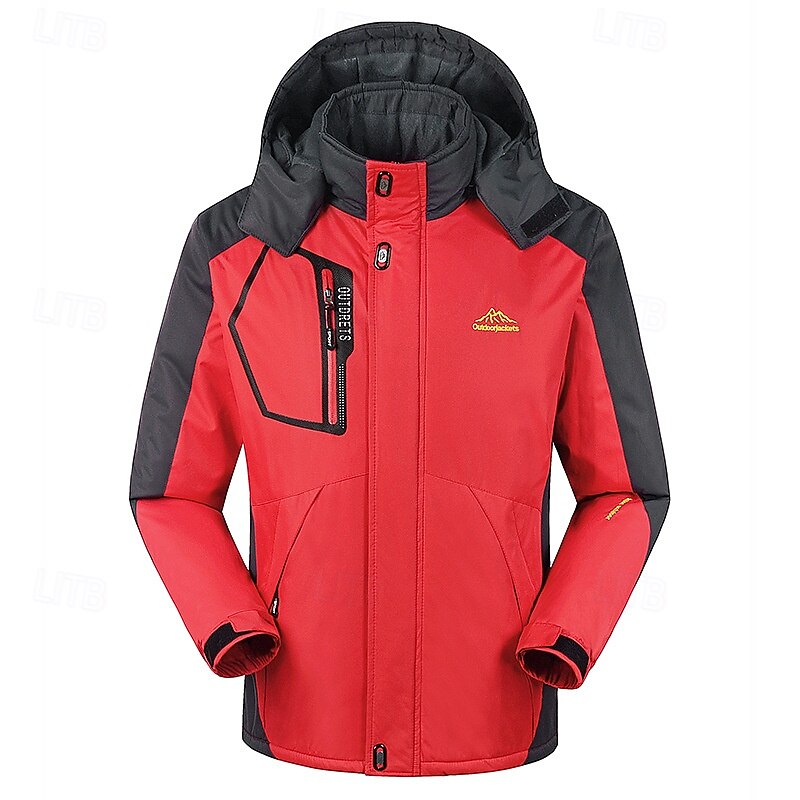 Per uomo Giacca softshell Giacca da escursionismo Giacca in Pile Giacca termica Inverno All'aperto Patchwork Calore Termico Impermeabile Antivento Top Nero Verde militare Rosso Blu Blu scuro del 2025 a $70.99 –P3