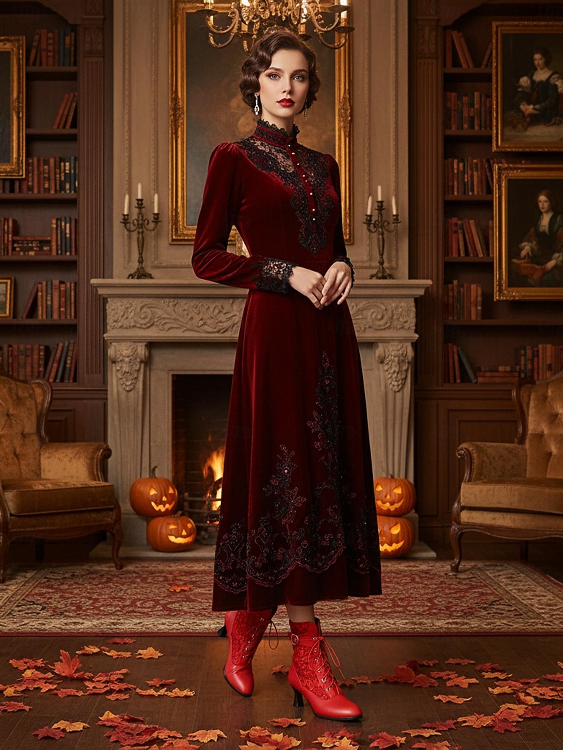 Dámské viktoriánské krajkové kotníkové boty – černé síťované kotníkové boty na podpatku z roku 1900 s přezkou na gotické kostýmy a vintage cosplay 2025 - $54.99 –P1
