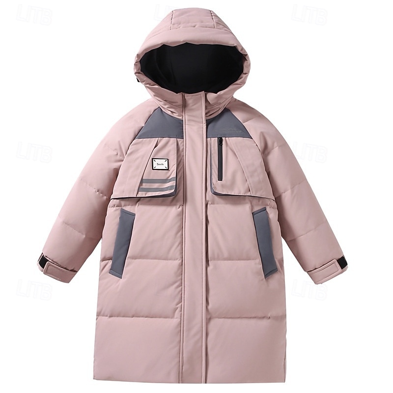 Děti Dívčí Péřová bunda Venkovní bunda Puffer Jacket Pevná barva Módní Zahřívací Větruodolné Venkovní Kabát Svrchní oděvy 4-12 let Podzim Černá Světlá růžová Béžová 2025 - $82.99 –P3
