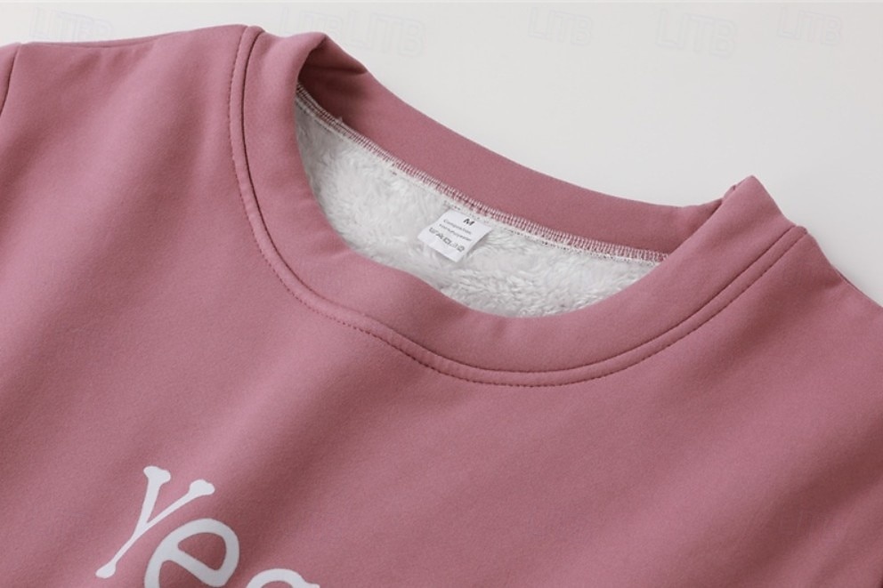 Dames Elegant Warm Modieus Tweedelige sets Trainingspak Broeken Sets Lange mouw Bisschop Strakke ronde hals Grafisch Brief Afdrukken Buiten Vakantie Casual Blozend Roze Donker Roze blauw Herfst 2025 - $41.99 –P6