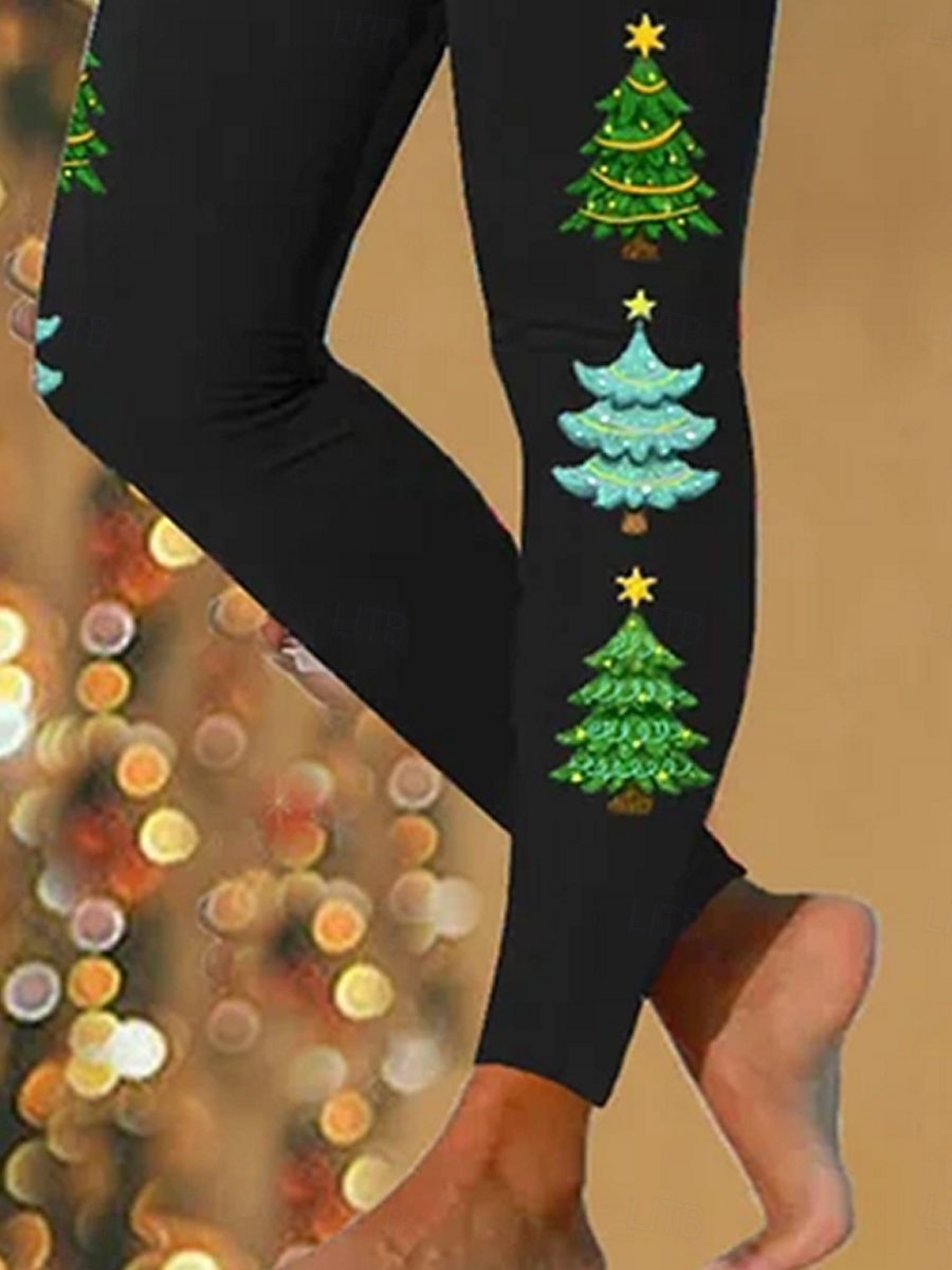 Dame Leggings Ferie Årgang Mote Ankel-lengde Høy MidjePantsJul Grafisk Jul Printer Hold Varm Myk Pustende Elastisk Formell utendørs Feriereise Grønn Sommer Vår Høst Vinter Slank Fasong 2025 - $22.99 –P3