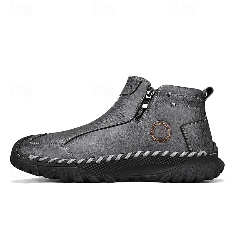 Homme Bottes Rétro Marche ancien Quotidien PU Confortable Bottes Mi-Mollet Mocassin Brun foncé Noir Gris Printemps Automne de 2025 ? $59.99 –P16